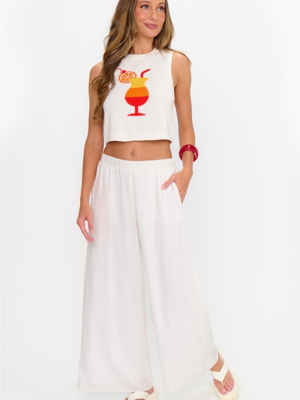 Show Me Your MuMu White Wide-Leg Linen-Blend Pants 100% Rayon Size XS